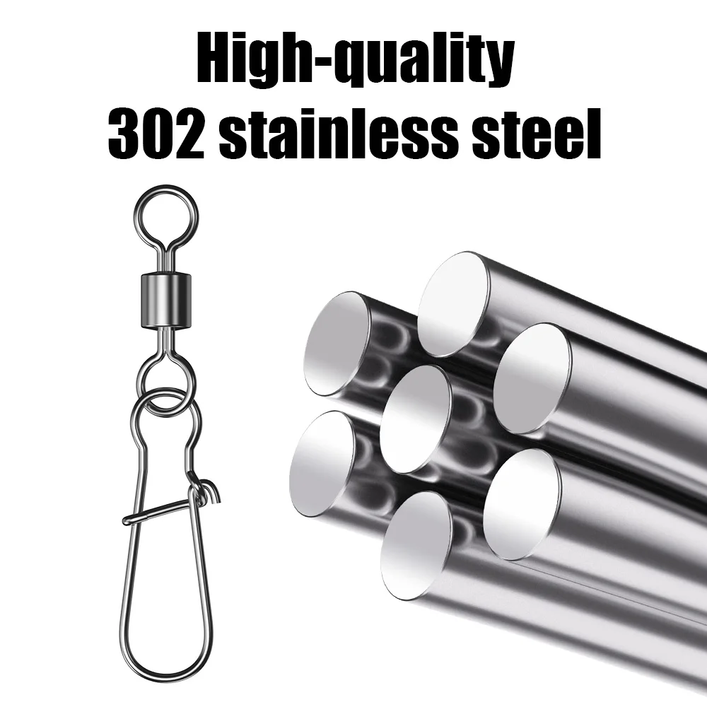 파이크 낚시 액세서리 커넥터 핀 베어링 롤링 회전 스테인레스 스틸 스냅 피쉬 훅 루어 회전 태클 50 개