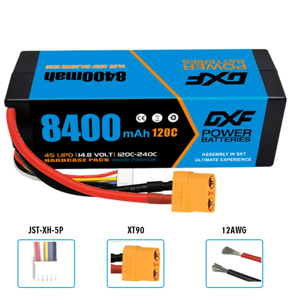 RC 1/8 버기 카용 하드케이스, XT90 EC5 플러그 포함, DXF 4S 14.8V, 15.2V, 5200mah, 6200mah, 6500mah, 7000mah, 8000mah, 8400mah, 9200mah