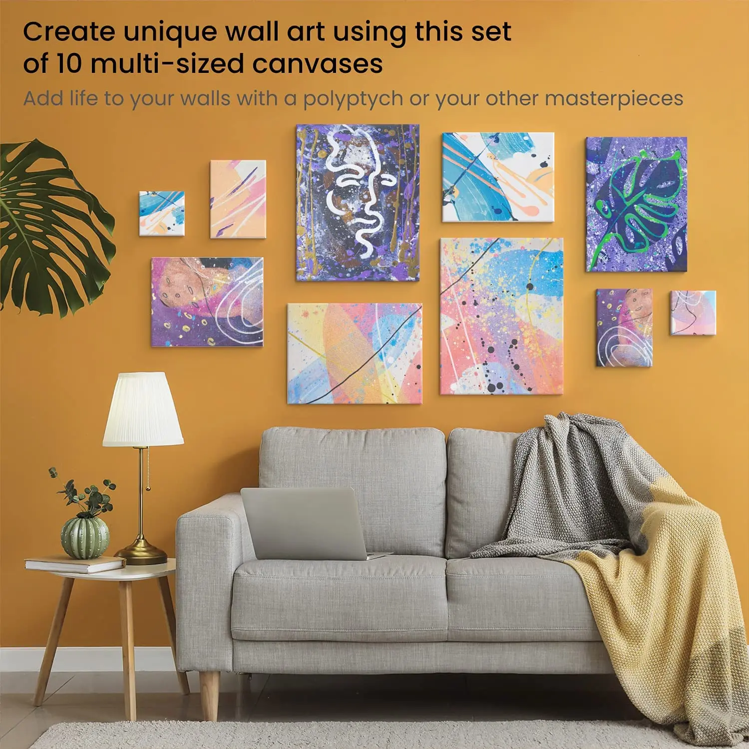 페인팅용 스트레치 캔버스 4 개 팩, 프라이밍 화이트 100% 코튼 아티스트 페인팅용 블랭크 캔버스 보드, 8 oz Gesso-Primed