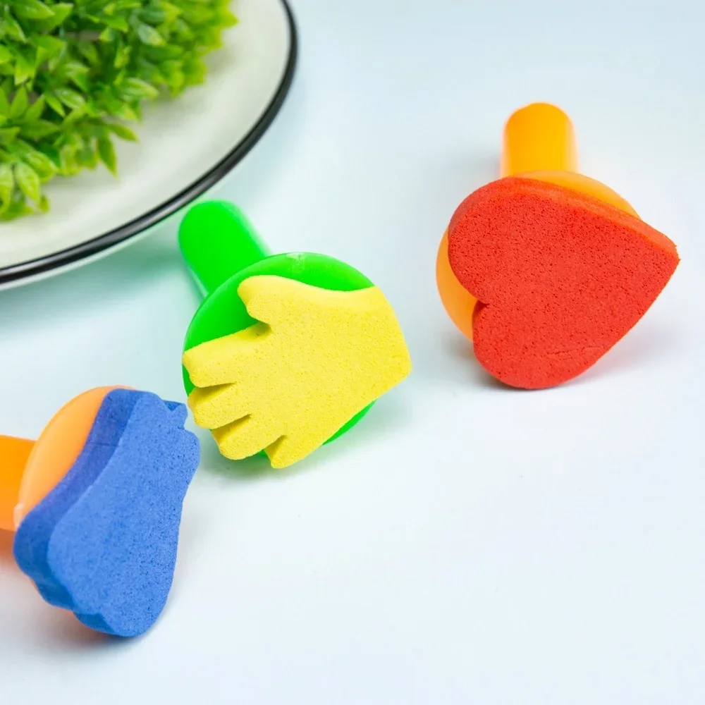 어린이 드로잉 완구 세트, DIY 스폰지 페인팅 브러시 스폰지 스탬프, 스텐실 씰, 어린이 미술 공예 학습 교육 완구, 3 개