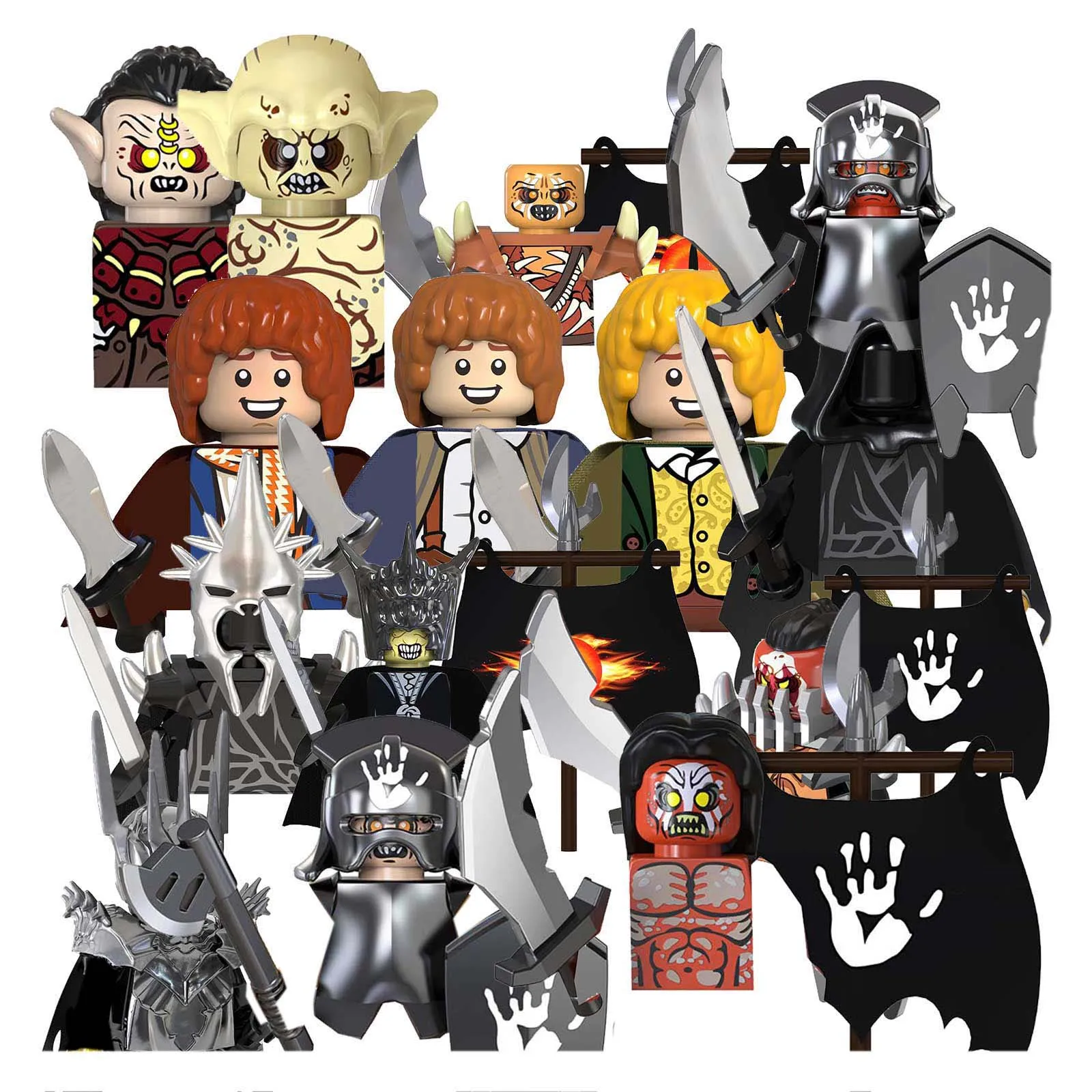 어린이용 미니 피규어 액션 장난감, 영화 고블린 사우론 링레이스, 메리 프로도 오크, 우룩하이, TV6401, TV6402 title=어린이용 미니 피규어 액션 장난감, 영화 고블린 사우론 링레이스, 메리 프로도 오크, 우룩하이, TV6401, TV6402 