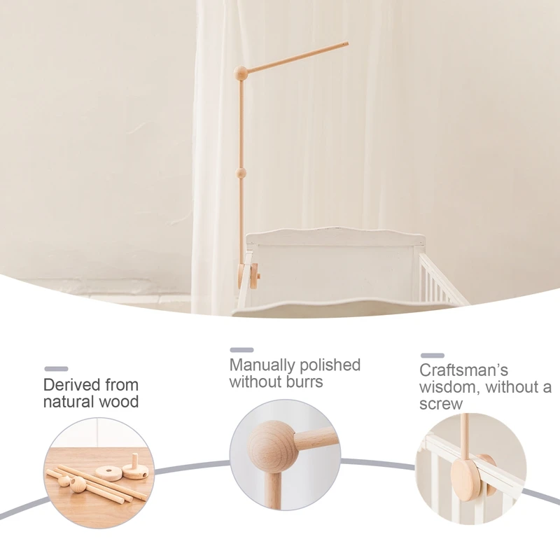 조립식 딸랑이 브래킷 세트, 유아용 침대 이동식 침대 벨, 보호 브래킷, 신생아 아기 장난감, 나무 침대 벨 액세서리, 7 개