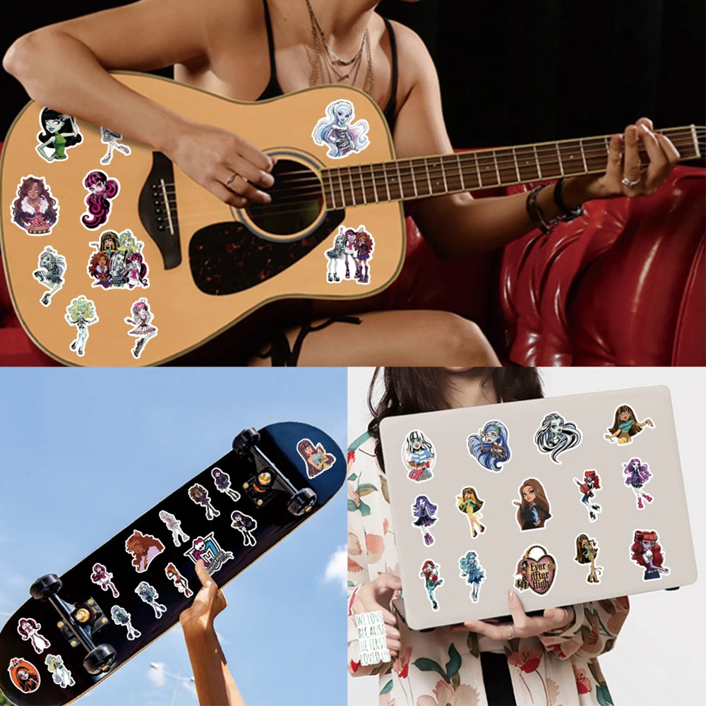 몬스터 고등학교 애니메이션 그래피티 데칼, 여아 어린이 장난감, DIY 여행 가방, 노트북, 전화, 노트북, 만화 스티커, 10 개, 30 개, 50 개