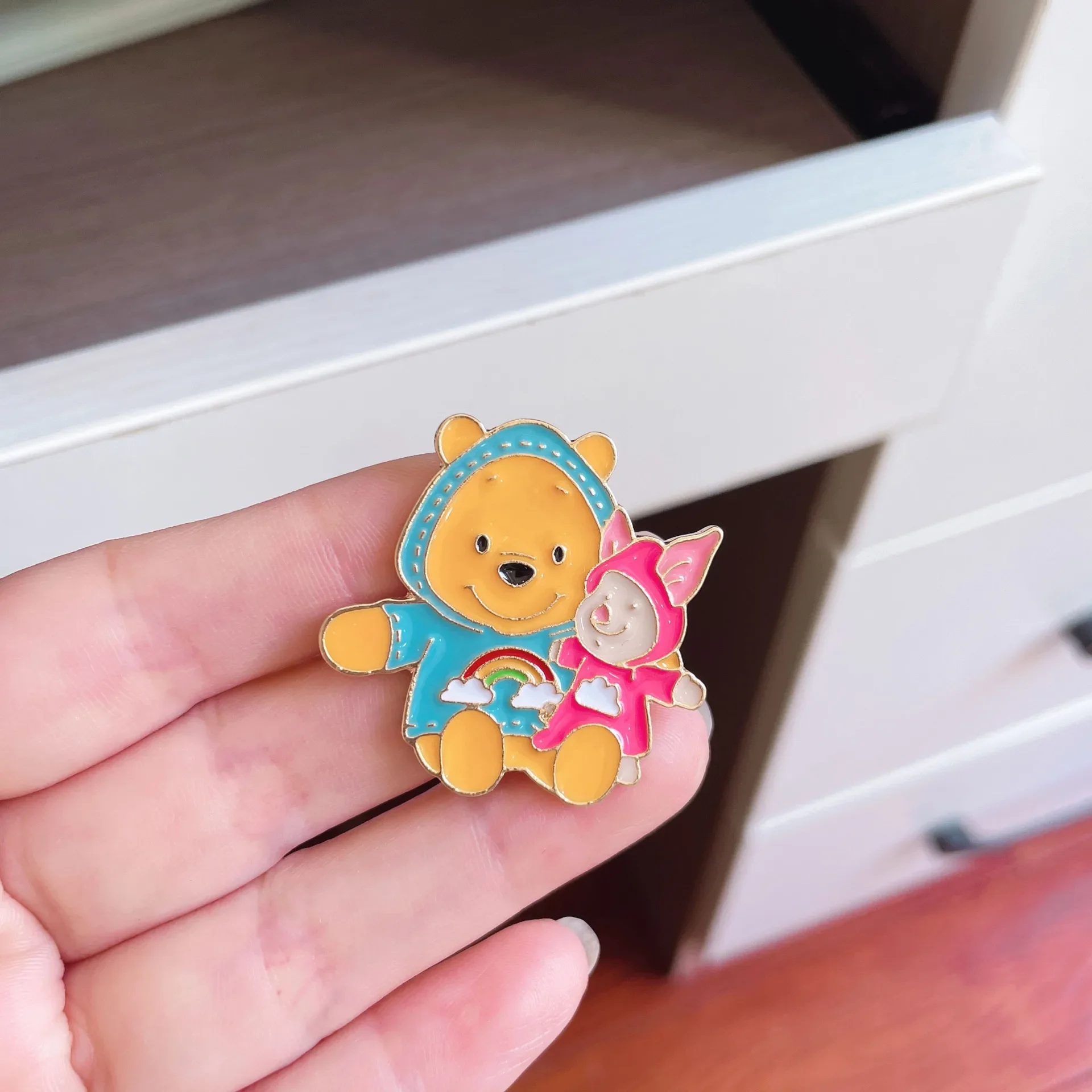 디즈니 만화 브로치 릴로 & 스티치 애니메이션 피규어, 곰돌이 푸 미키 미니 배지 에나멜 라펠 핀, 패션 주얼리 선물