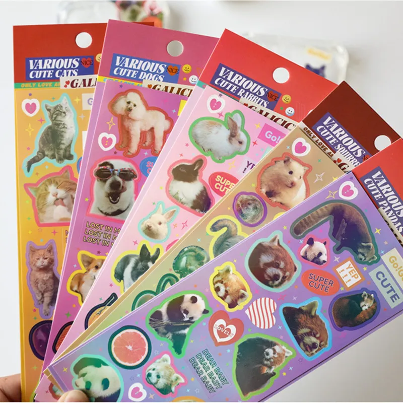 레트로 아메리칸 동물 레이저 스티커 스크랩북 스틱, DIY 소재 문구, 카와이 아트 장식 용품, 1PC title=레트로 아메리칸 동물 레이저 스티커 스크랩북 스틱, DIY 소재 문구, 카와이 아트 장식 용품, 1PC