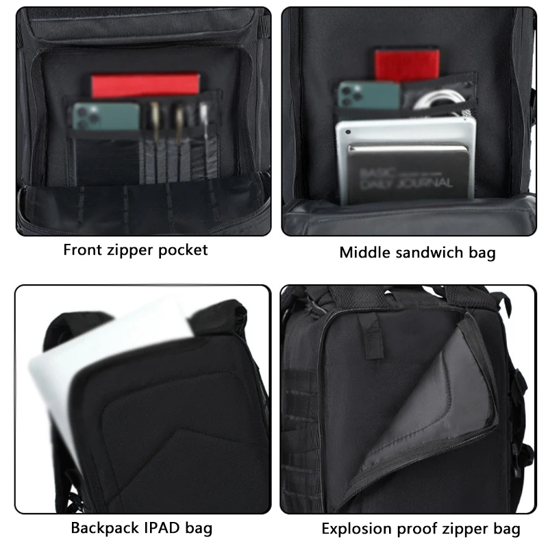 나일론 전술 배낭, 캠핑 남자 군사 배낭, 대용량 방수 사냥 팩, 스포츠 트레킹 낚시 가방, 48L, 25L