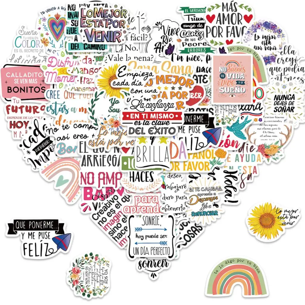 스페인어 동기 부여 문구 스티커, 미적 낙서 스케이트 보드 방수 수하물 DIY 노트북 자동차 스티커 데칼 10/55 개 title=스페인어 동기 부여 문구 스티커, 미적 낙서 스케이트 보드 방수 수하물 DIY 노트북 자동차 스티커 데칼 10/55 개