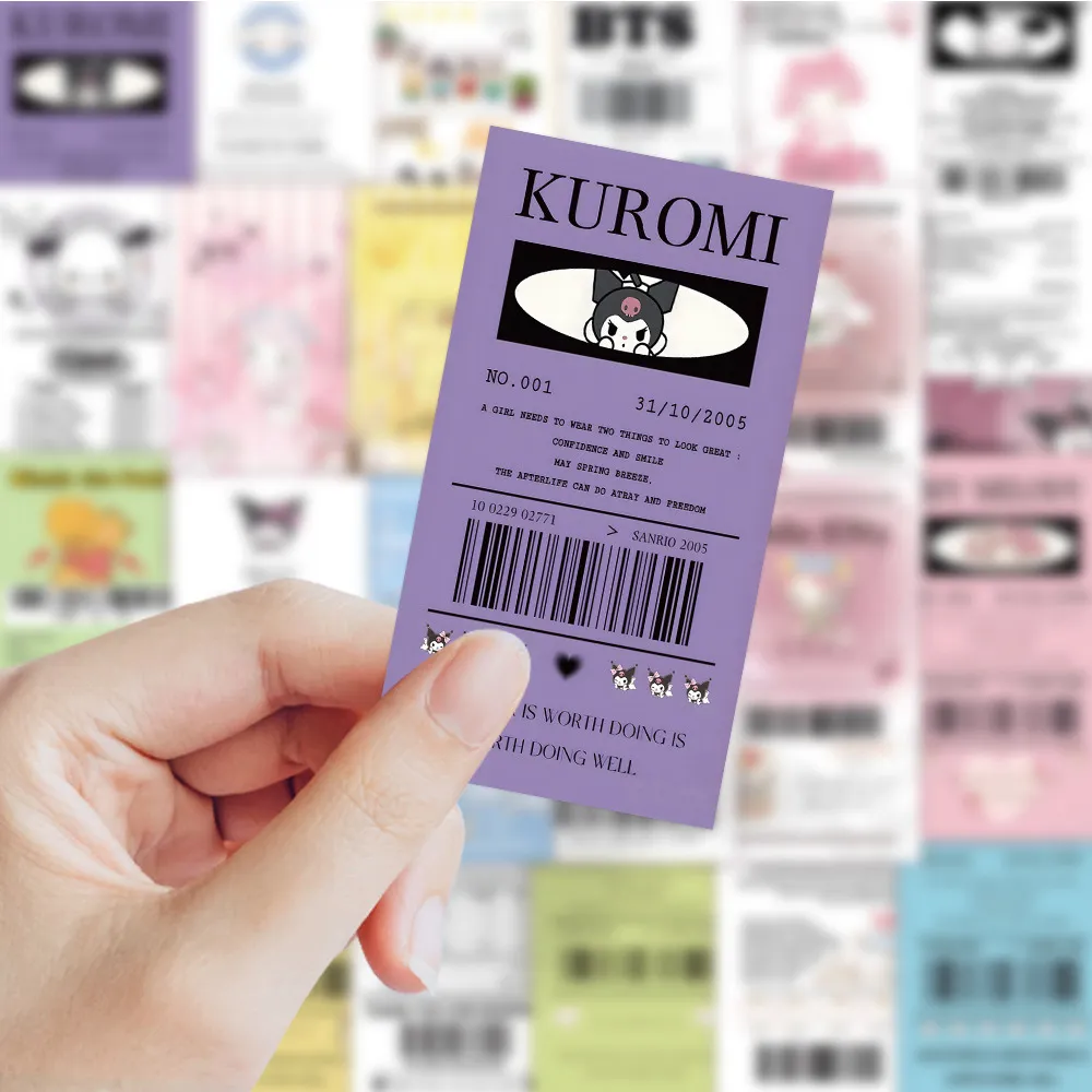 귀여운 산리오 씰링 스티커 10/30/60 개, 미적 만화 헬로 키티 마이 멜로디 쿠로미 데칼 카와이 애니메이션 스티커 어린이 소녀용