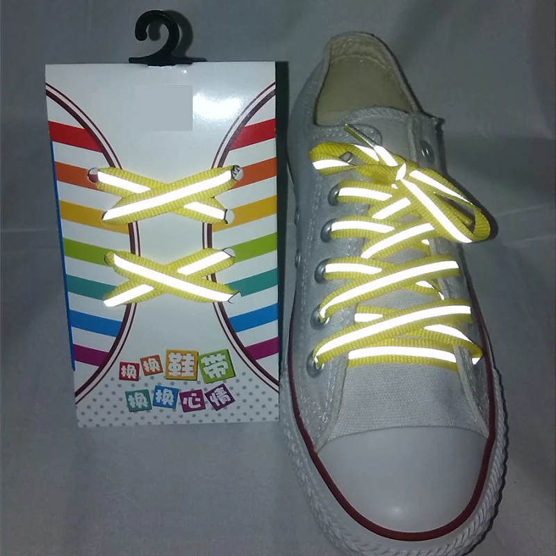 멀티 컬러 보호 패션 경고, 높은 가시성, 이중 반사 측면 신발끈, 1 쌍