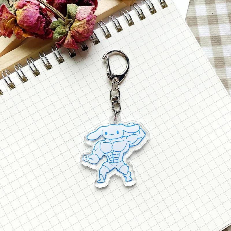 산리오 키체인 헬로키티 시나몬롤 쿠로미 머슬맨 시리즈 애니메이션 캐릭터 아크릴 펑키 주변 소녀 가방 펜던트 선물