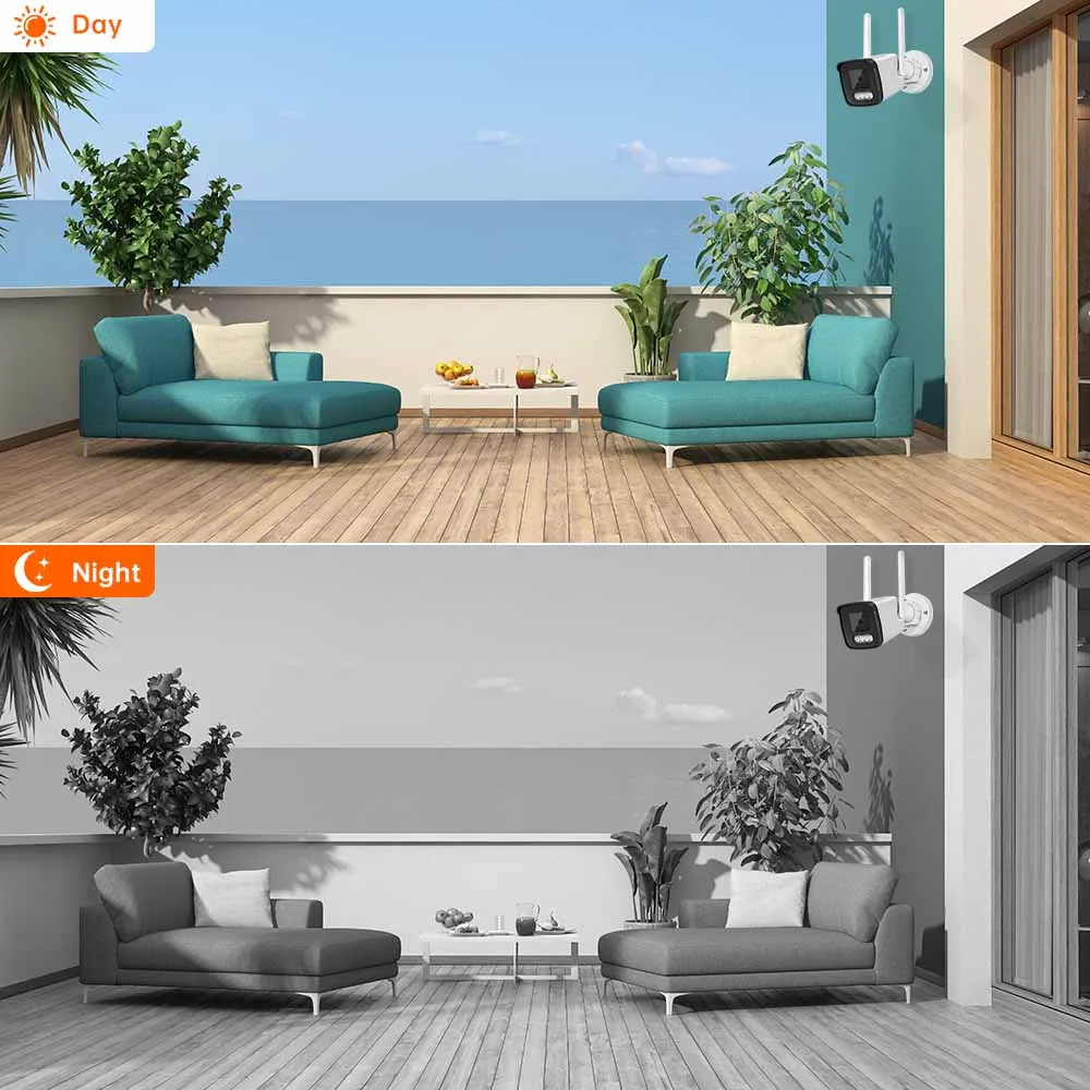 BESDER 8MP 오디오 불릿 IP 카메라, 와이파이 무선 AI 인간 감지, iCSee 4K CCTV 야외 감시 카메라, SD 카드 슬롯 포함