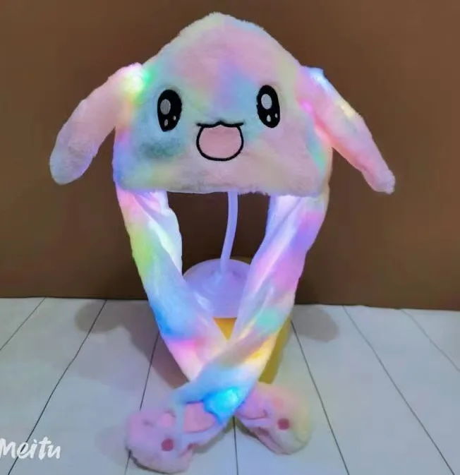 디즈니 릴로 & 스티치 어린이 토끼 귀, 빛나는 플러시 모자, 액션 피규어, 재미있는 움직이는 귀, 스티칭 비니 캡