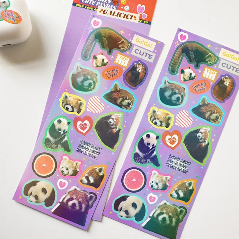 레트로 아메리칸 동물 레이저 스티커 스크랩북 스틱, DIY 소재 문구, 카와이 아트 장식 용품, 1PC