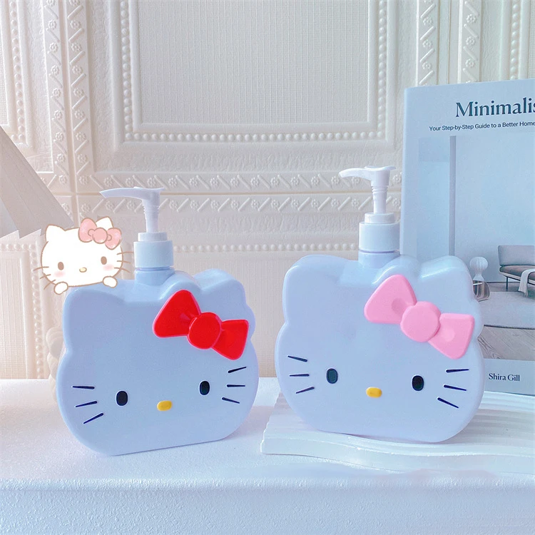 산리오 헬로 키티 대용량 액체 디스펜싱 병, 여행용 휴대용 샤워 젤, 로션 프레스 빈 병, 750ml