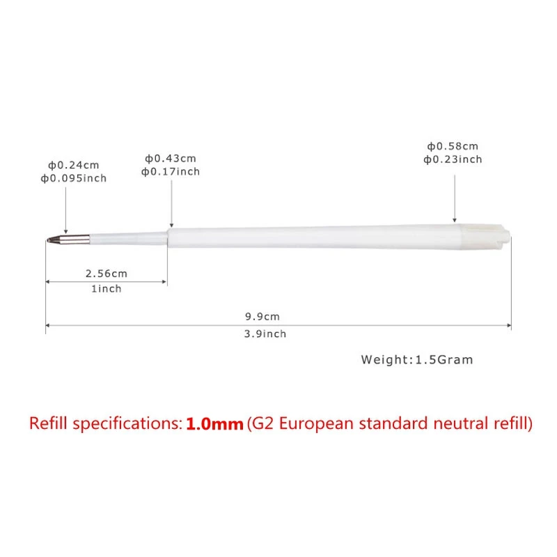 볼포인트 펜 리필, 블루 블랙 잉크, 유럽 표준 G2 볼펜 리필 로드, 펜 필기 부품, 30 개/세트, 1.0mm