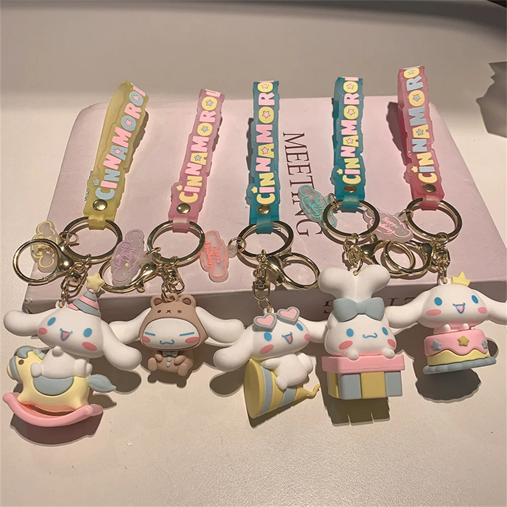 애니메이션 산리오 키체인 시나모롤 키체인 펜던트, 만화 자동차 키링 가방 펜던트 장식품, 귀여운 인형 소녀 선물