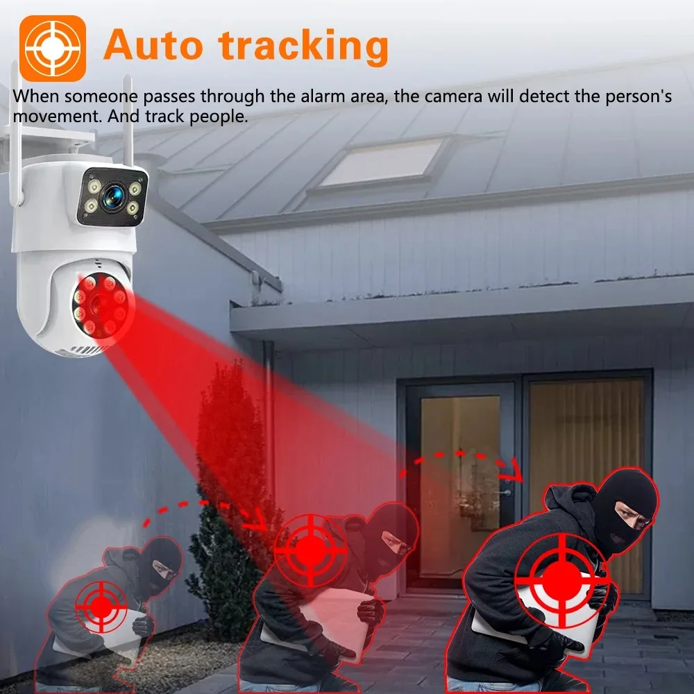 듀얼 렌즈 베이비 투야 스마트 라이프 보안 보호 자동 알람, 와이파이 야외 PTZ 카메라, CCTV 비디오 감시 IP 카메라, 8MP