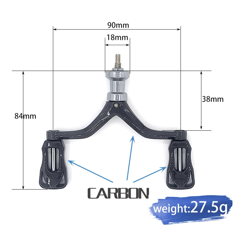 스피닝 릴 교체 듀얼 그립 핸들 탄소 강화 암 낚시 휠, DIY 캐스트킹 릴용 수정 낚시 태클