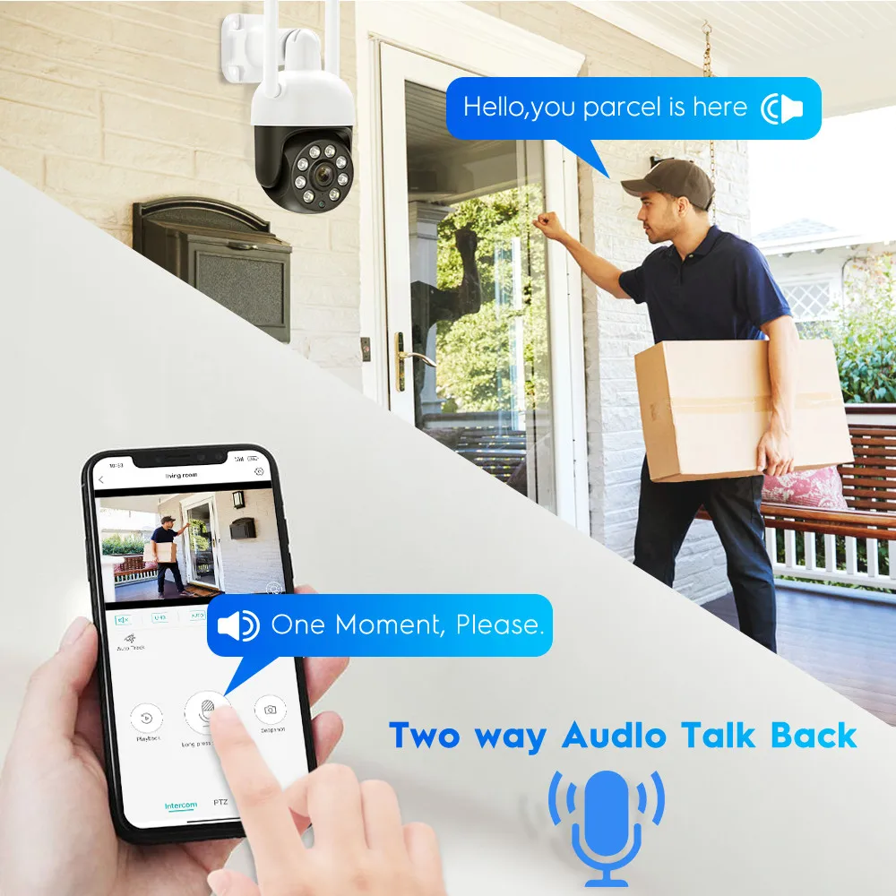 MISEC HD PTZ 와이파이 무선 IP 카메라, 야외 인간 감지, 양방향 통신 보안 감시, 컬러 야간 투시경, 4MP