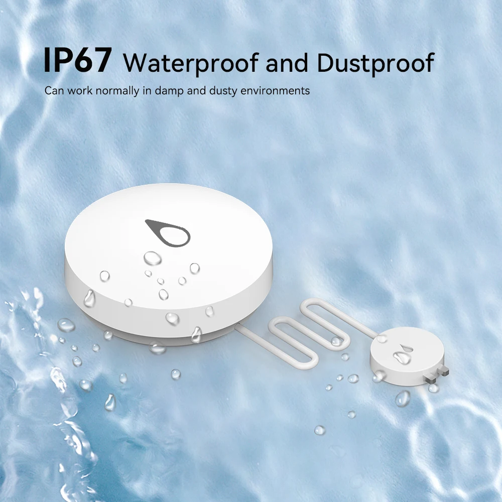 IAlarm Zigbee 누수 센서 원격 모니터, 투야 방수 누수 감지기, 넘침 경고, 스마트 홈