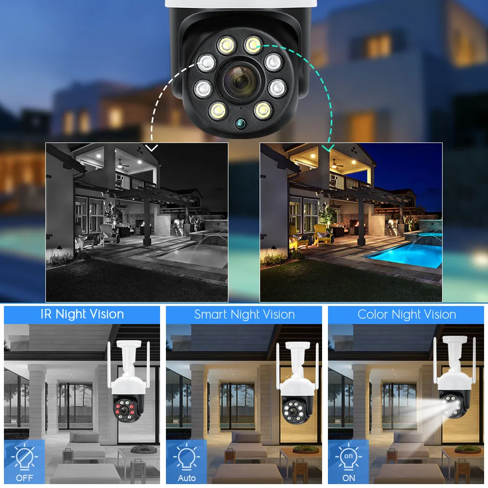 MISEC HD PTZ 와이파이 무선 IP 카메라, 야외 인간 감지, 양방향 통신 보안 감시, 컬러 야간 투시경, 4MP