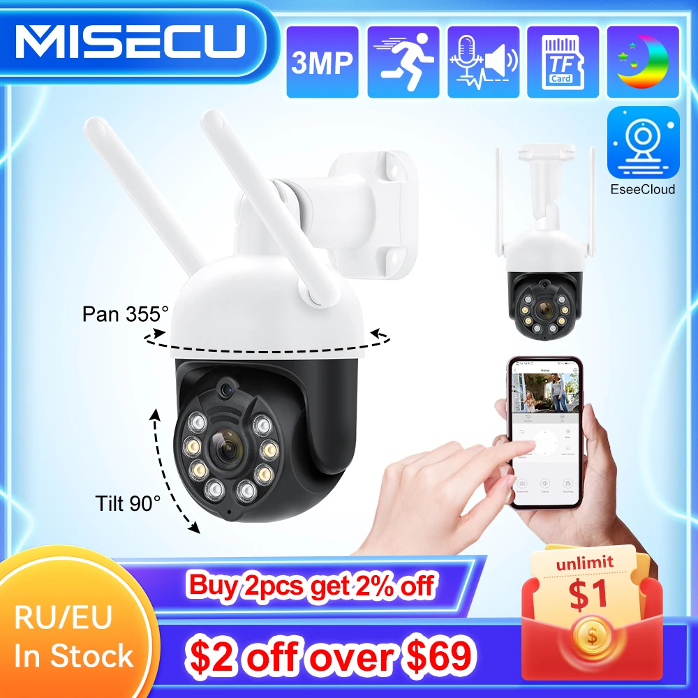 MISECU-PTZ 와이파이 IP 돔 속도 3MP 카메라, 야외 방수 P2P 무선 감시 보안 CCTV 카메라 AI 자동 추적 title=MISECU-PTZ 와이파이 IP 돔 속도 3MP 카메라, 야외 방수 P2P 무선 감시 보안 CCTV 카메라 AI 자동 추적 