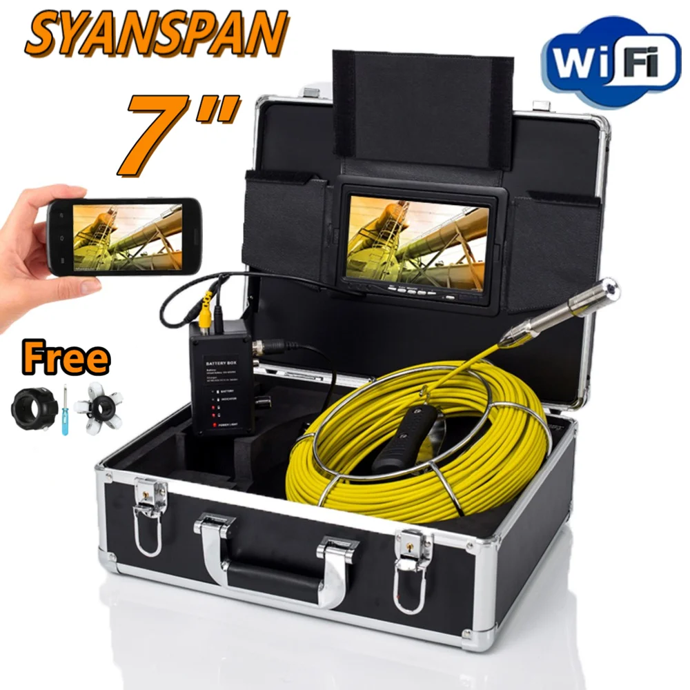 SYANSPAN 산업용 파이프 검사 카메라, DVR, WiFi, 20 m, 30 m, 50 m, 100m, 7 인치, 9 인치 모니터, HD 1000TVL 방수, IP68 배수 하수구 내시경 title=SYANSPAN 산업용 파이프 검사 카메라, DVR, WiFi, 20 m, 30 m, 50 m, 100m, 7 인치, 9 인치 모니터, HD 1000TVL 방수, IP68 배수 하수구 내시경 