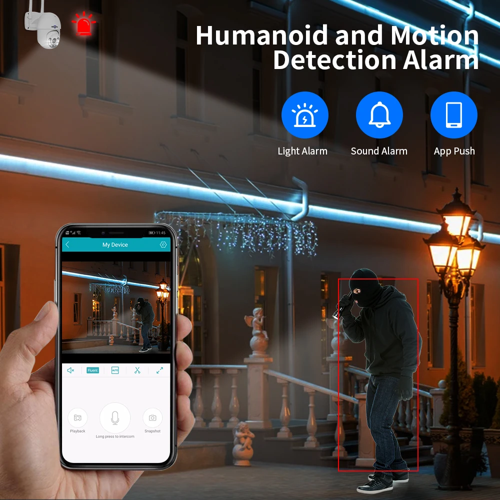 Hiseeu PTZ 와이파이 스마트 카메라, 사람 감지 자동 추적 ONVIF 무선 CCTV 비디오 감시 IP 카메라, 5 배 디지털 줌, 4K 8MP