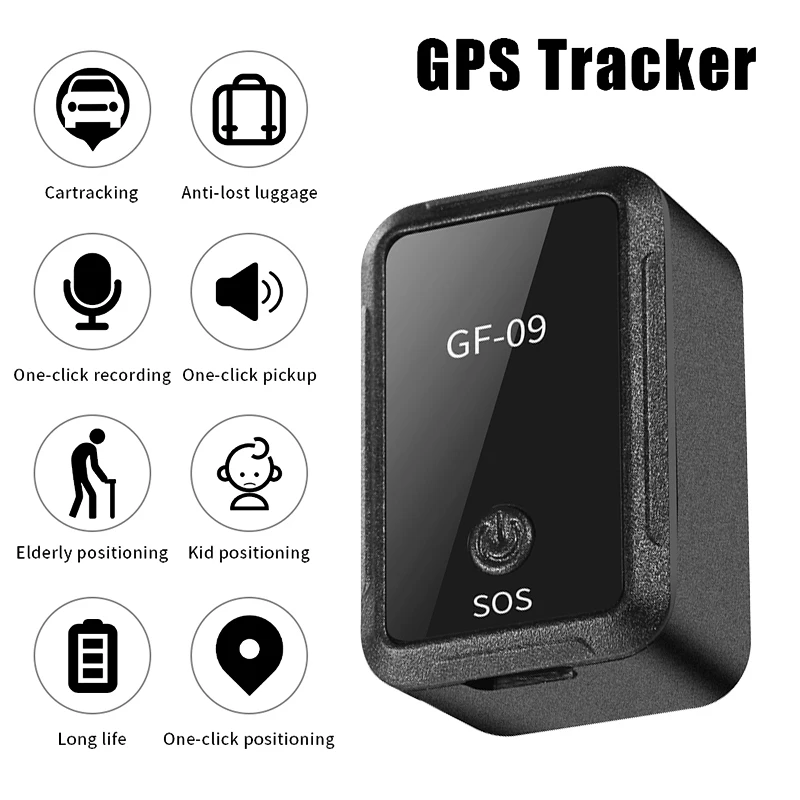GF-09 미니 GPS 추적기 장치, 실시간 추적 로케이터, GPS 오래된 자동차 앱 리모컨 추적, 원격 레코드 지지대 TF 카드