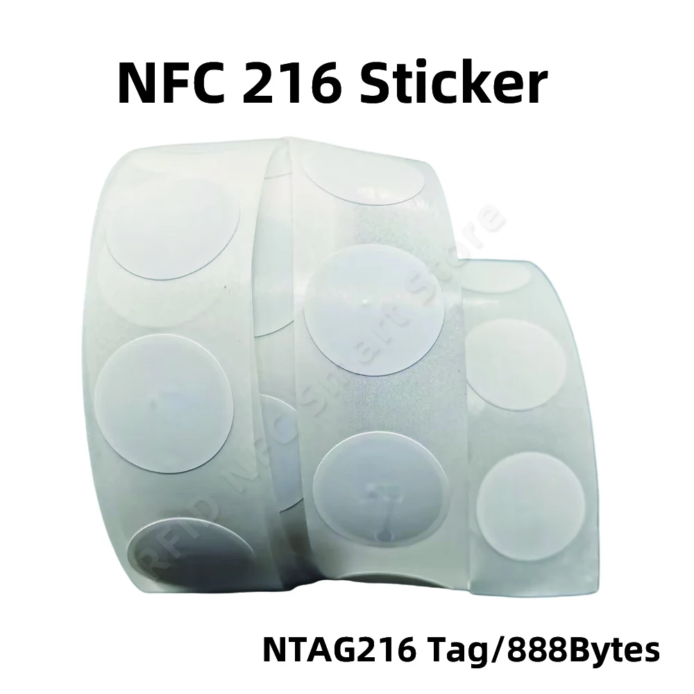 NFC 태그 NTG216 라벨 NFC 216 접착 라벨 스티커, RFID 13.56Mhz, 화웨이 공유 ios13 개인 자동화 단축키용, 10 개