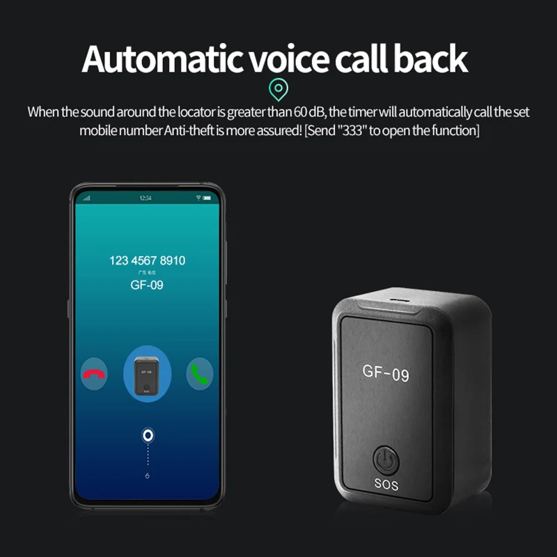 GF-09 미니 GPS 추적기 장치, 실시간 추적 로케이터, GPS 오래된 자동차 앱 리모컨 추적, 원격 레코드 지지대 TF 카드