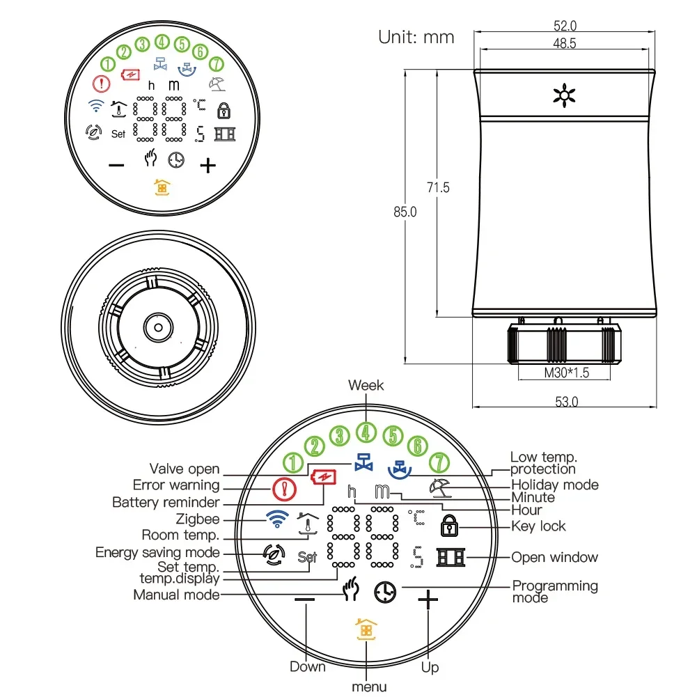 MOES TRV ZigBee 3.0 Tuya 새로운 라디에이터 액추에이터 밸브, 스마트 프로그래밍 가능 온도 조절기 온도 히터 Alexa 음성 제어
