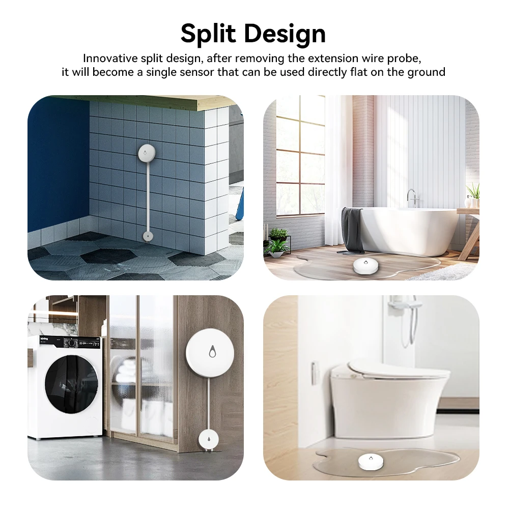 IAlarm Zigbee 누수 센서 원격 모니터, 투야 방수 누수 감지기, 넘침 경고, 스마트 홈