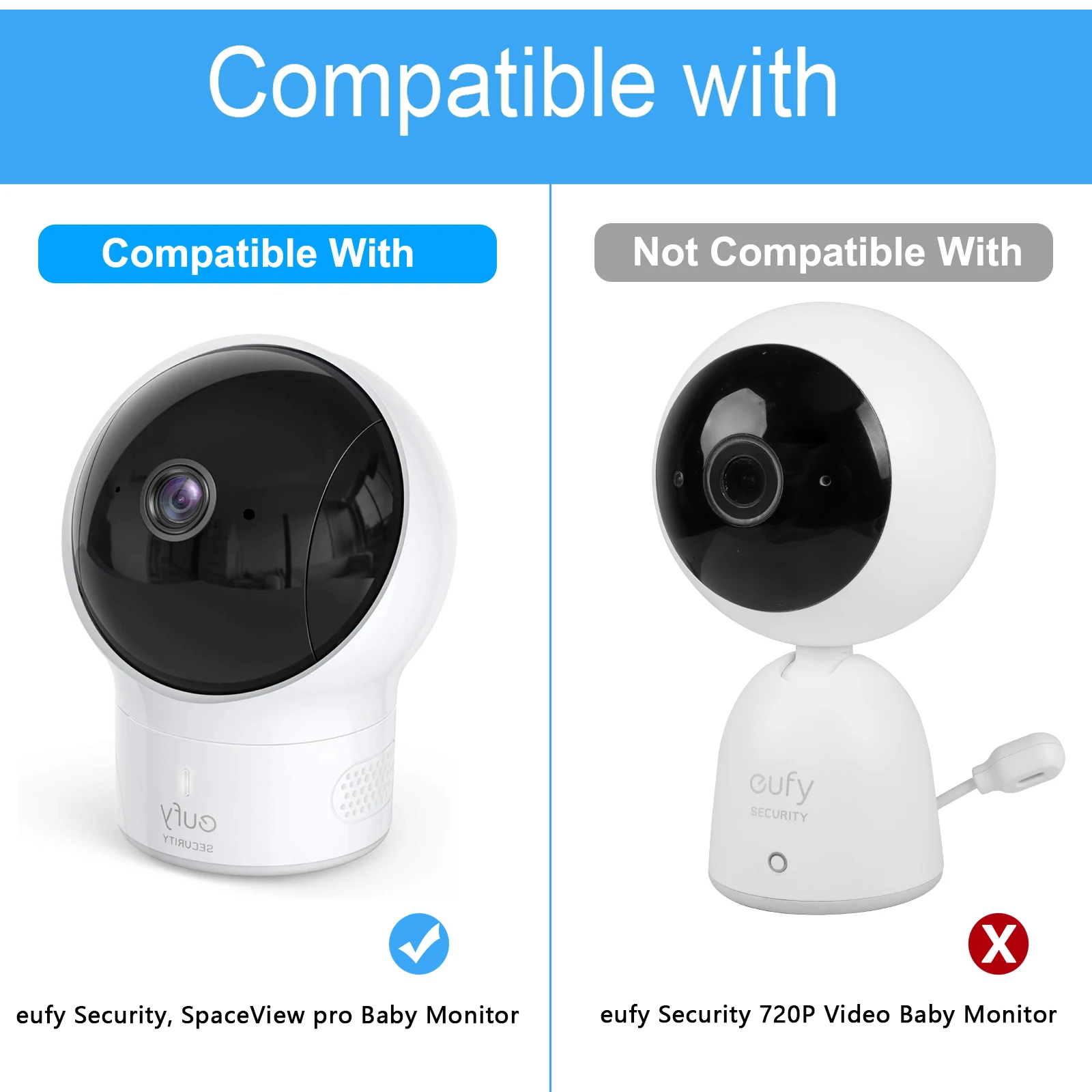 Eufy SpaceView 비디오 베이비 모니터 홀더, 유아용 침대 선반 또는 가구 용 클립이있는 유연한 클립 클램프 마운트