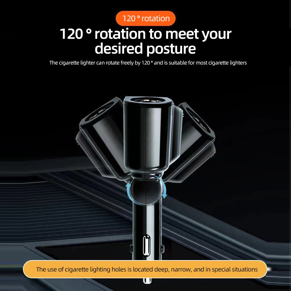 자동차 담배 라이터, 12V-24V 소켓 분배기 충전기, PD QC3.0 고속 충전기, C 포트 듀얼 USB 4.8A 디지털 디스플레이 전원 어댑터