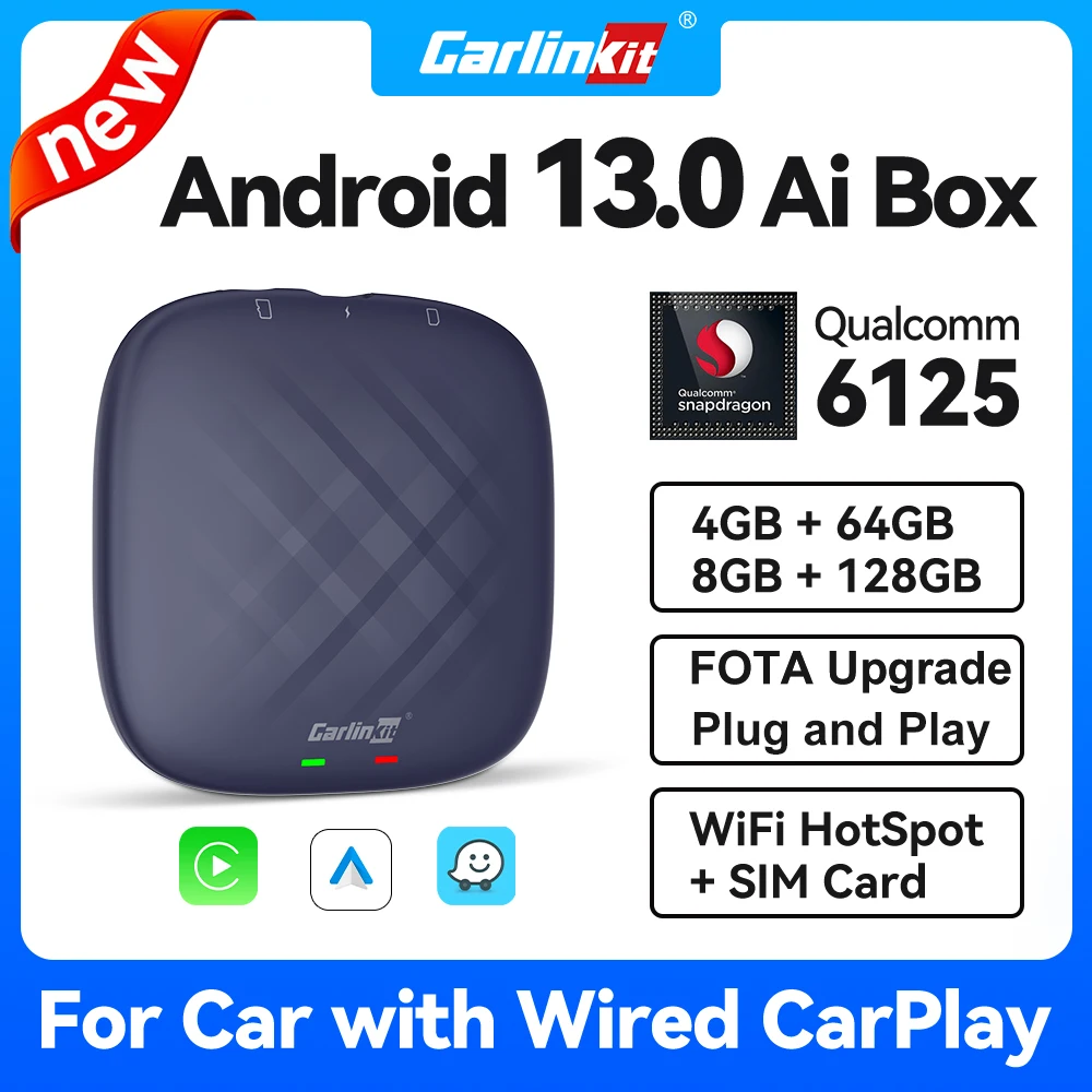 2024 새로운 CarlinKit CarPlay Ai Box Qualcomm 6125 8 코어 안드로이드 13/11 무선 Carplay 안드로이드 자동차 자동차 비디오 TV 박스 자동 연결 지원 WiFi SIM 카드 title=2024 새로운 CarlinKit CarPlay Ai Box Qualcomm 6125 8 코어 안드로이드 13/11 무선 Carplay 안드로이드 자동차 자동차 비디오 TV 박스 자동 연결 지원 WiFi SIM 카드