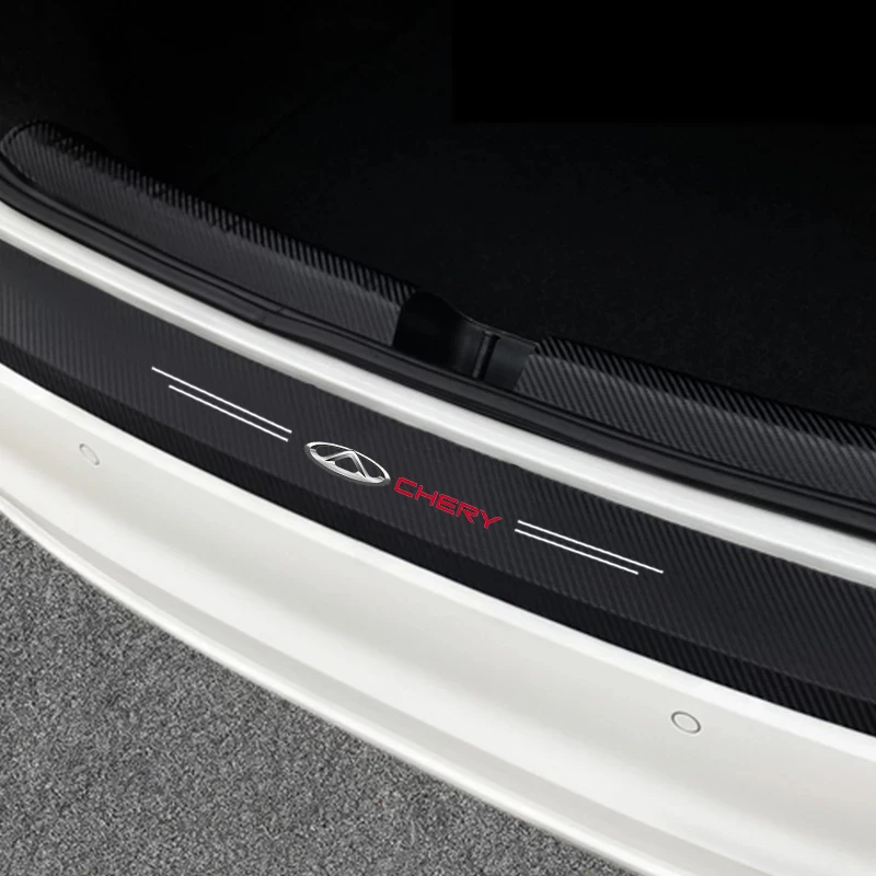 자동차 문짝 문턱 스커프 플레이트, Chery TIGGO 2 3 4 5 7 Pro 8 3X A1 QQ Arrizo 탄소 섬유 트렁크 범퍼 스티커 액세서리