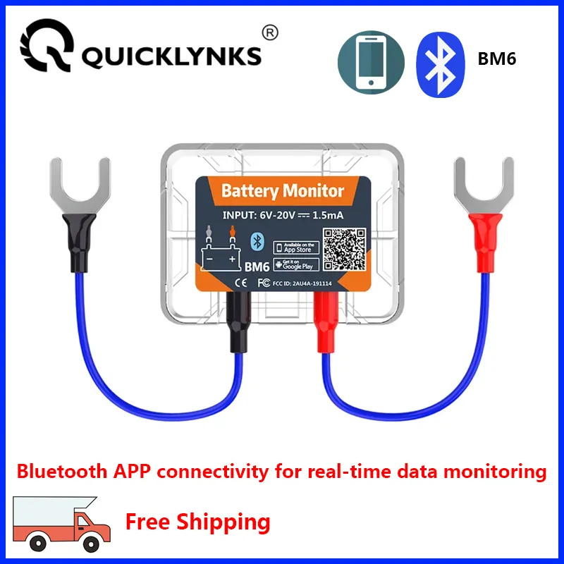 QUICKLYNKS BM6 블루투스 4.0 자동차 배터리 모니터, 12V 배터리 테스터, 충전 크랭킹 테스트, 배터리 분석기 앱, 안드로이드 IOS용 title=QUICKLYNKS BM6 블루투스 4.0 자동차 배터리 모니터, 12V 배터리 테스터, 충전 크랭킹 테스트, 배터리 분석기 앱, 안드로이드 IOS용 