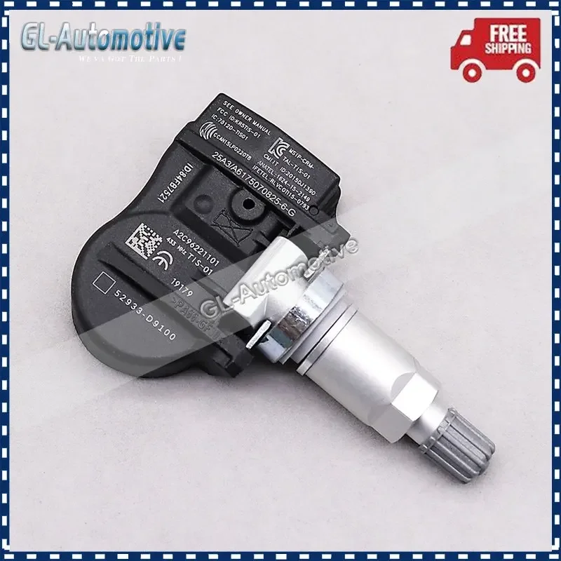 현대 엘란트라 제네시스 아이오닉 카우아이 코나 기아 소울 니로 옵티마용 타이어 압력 센서, 52933-D9100, 433MHz, 52933-D4100, 4 개