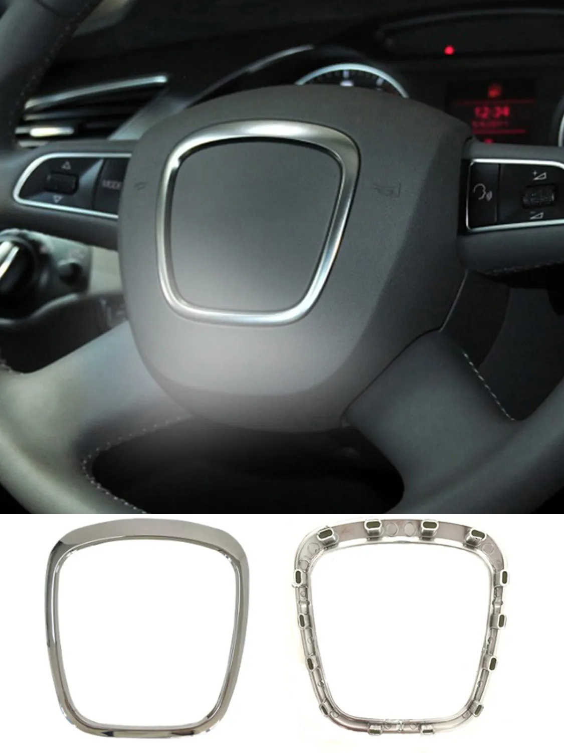 아우디 Q5 Q7 A3 S3 8P A4 B6 B7 B8 A5 B8 A6 C7 자동차 핸들 패널 프레임 링 스티커 트림 센터 로고 커버 프로텍터 title=아우디 Q5 Q7 A3 S3 8P A4 B6 B7 B8 A5 B8 A6 C7 자동차 핸들 패널 프레임 링 스티커 트림 센터 로고 커버 프로텍터 