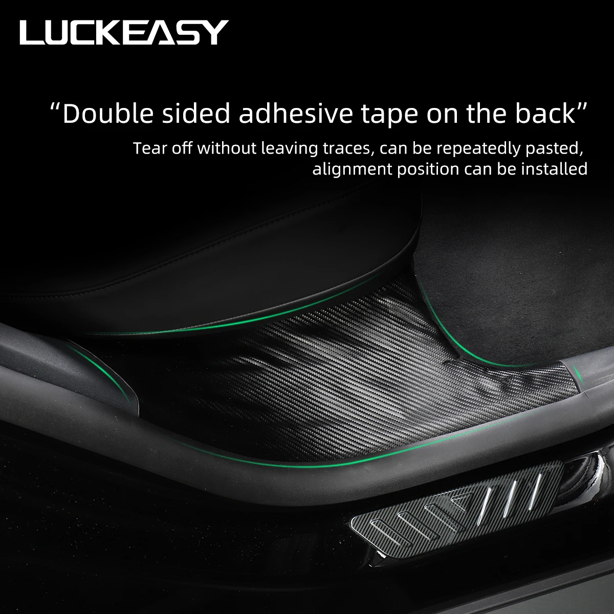 LUCKEASY 테슬라 모델 Y 2020-2024 용 자동차 문짝 글러브 박스, 대시 보드 아래 킥 방지 패드, 측면 가장자리 필름 보호대 스티커