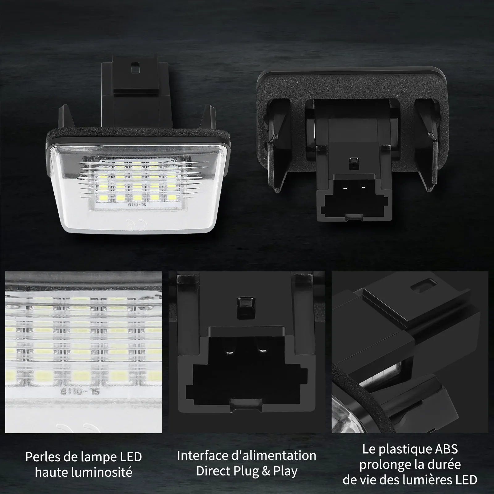 2 Pcs 12V 18LED 자동차 번호판 빛 12V 6500K 램프 푸조 206 207 307 308 406 407 시트로엥 C3 C4 C5 C6
