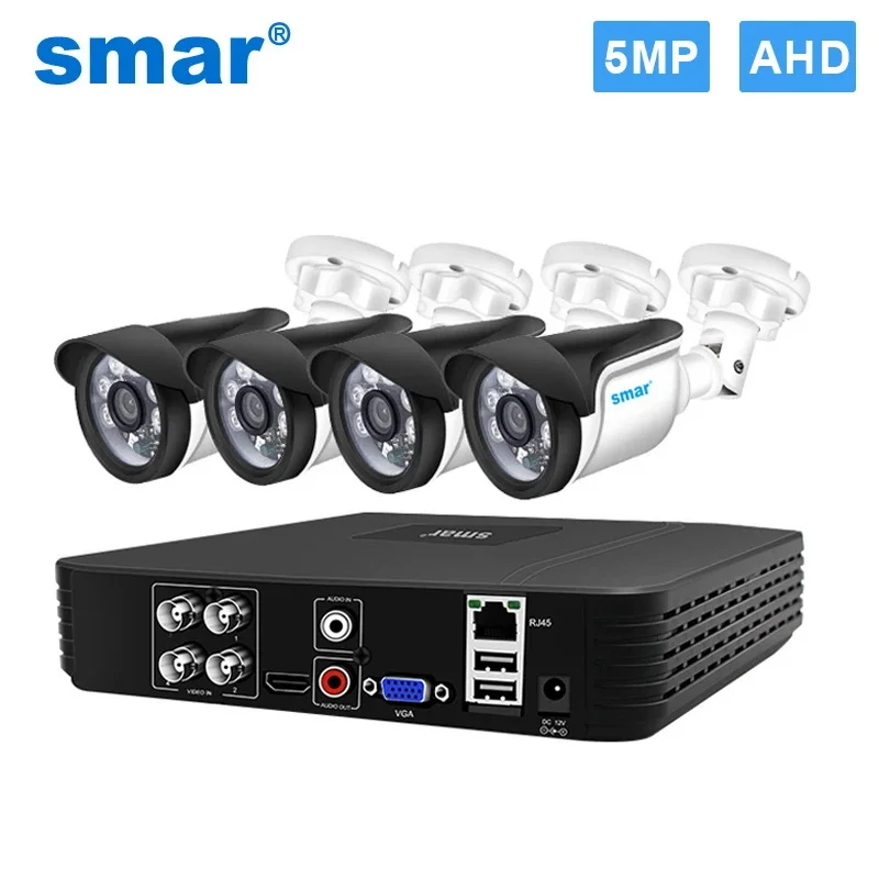 Smar 보안 카메라 시스템 4CH 5M-N HD DVR 키트 CCTV 4PCS 5MP AHD 카메라, 야외 홈 보안 시스템 비디오 감시 세트 title=Smar 보안 카메라 시스템 4CH 5M-N HD DVR 키트 CCTV 4PCS 5MP AHD 카메라, 야외 홈 보안 시스템 비디오 감시 세트 