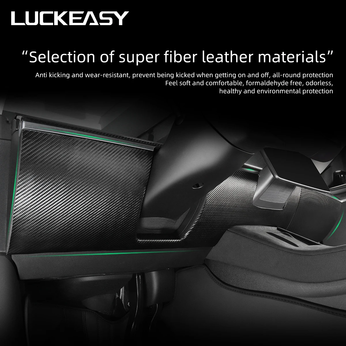 LUCKEASY 테슬라 모델 Y 2020-2024 용 자동차 문짝 글러브 박스, 대시 보드 아래 킥 방지 패드, 측면 가장자리 필름 보호대 스티커