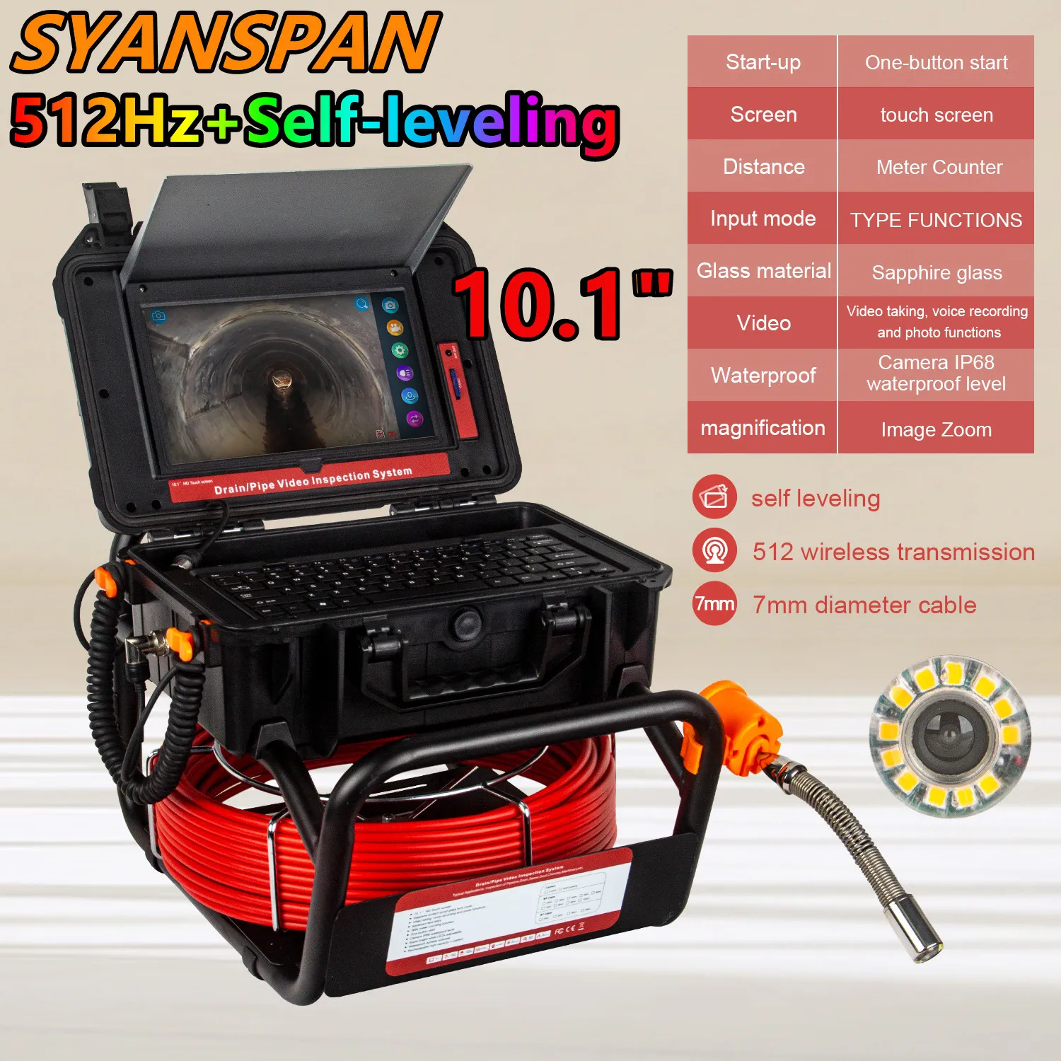 파이프라인 위치 내시경 이미지 셀프 레벨링 DVR,SYANSPAN 23mm 배수관 검사 카메라, 512Hz 송신기 Sonde IP68 title=파이프라인 위치 내시경 이미지 셀프 레벨링 DVR,SYANSPAN 23mm 배수관 검사 카메라, 512Hz 송신기 Sonde IP68 