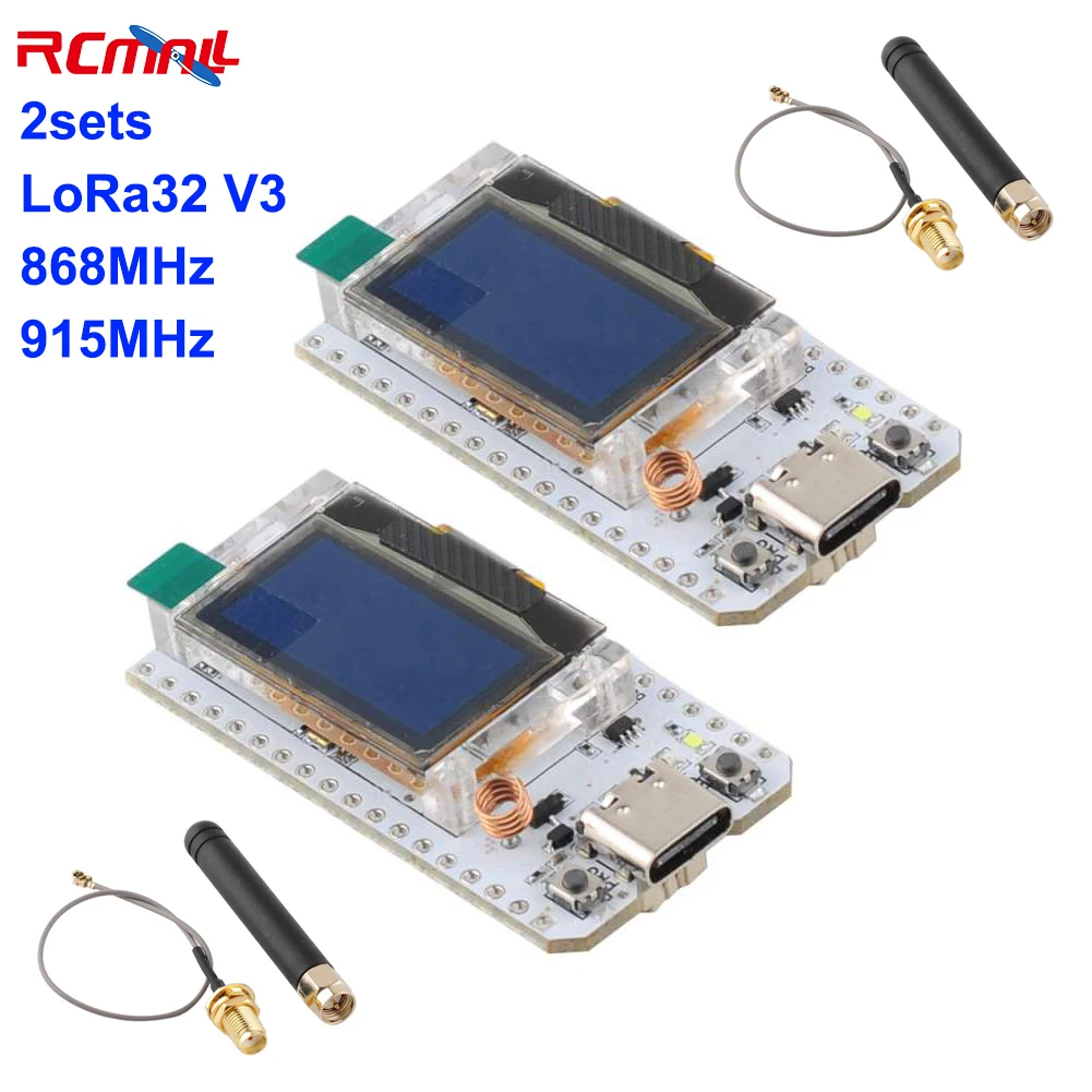 아두이노 IOT 스마트 홈용 개발 보드, LoRa32 V3, 868MHz, 915MHz, SX1262, 0.96 인치 OLED 디스플레이, BT 와이파이, ESP32 로라 키트, 2 세트 title=아두이노 IOT 스마트 홈용 개발 보드, LoRa32 V3, 868MHz, 915MHz, SX1262, 0.96 인치 OLED 디스플레이, BT 와이파이, ESP32 로라 키트, 2 세트 
