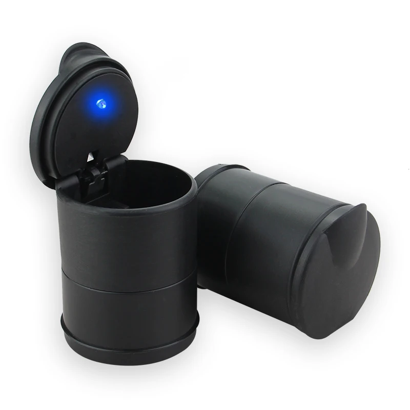 LED 휴대용 자동차 재떨이, 원터치 오픈 자동 표시기, 블루 라이트, 난연 연기 시가 재떨이, 자동차 액세서리