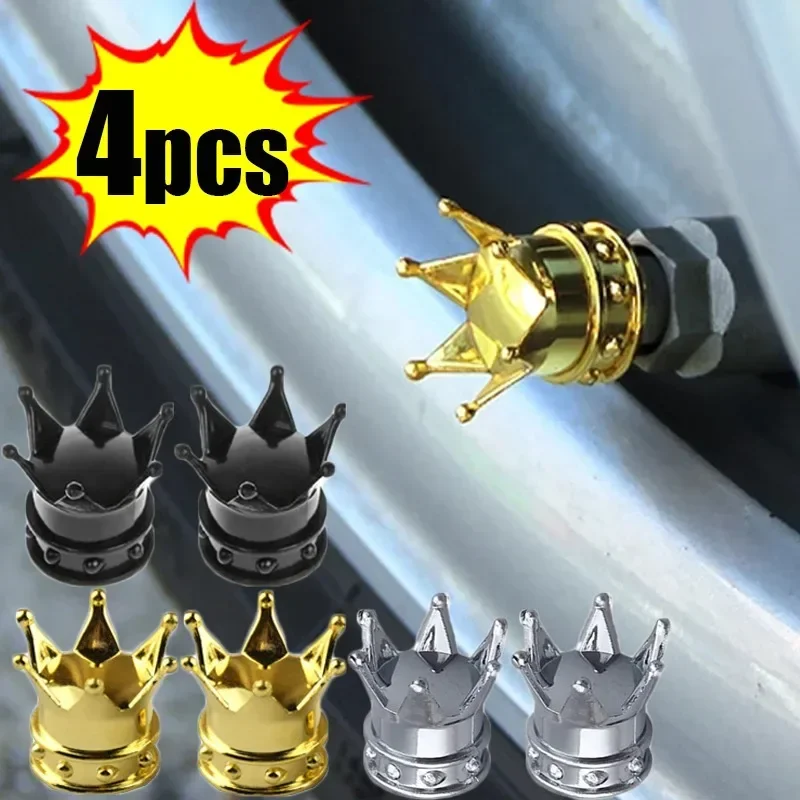 크라운 자동차 타이어 밸브 캡 장식 휠 림 스템 먼지 커버, 크라운 모양 타이어 스타일링 장식 밸브 캡 액세서리, 4 개 title=크라운 자동차 타이어 밸브 캡 장식 휠 림 스템 먼지 커버, 크라운 모양 타이어 스타일링 장식 밸브 캡 액세서리, 4 개 