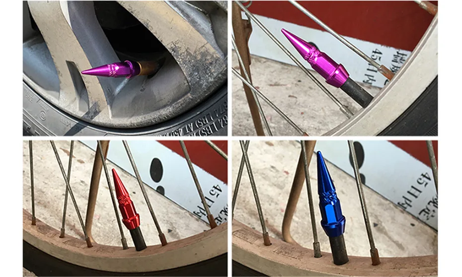 ZZTZZ 스파이크 알루미늄 밸브 스템 캡 자동차 오토바이 자전거 휠 캡 먼지 젖꼭지 캡 방진 자동차 타이어 액세서리