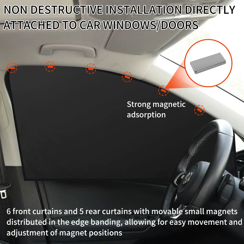 자동차 사이드 윈도우용 차양, 자외선 차단, 단열, 양면 쉐이드, 티타늄 실버, 마그네틱 차양